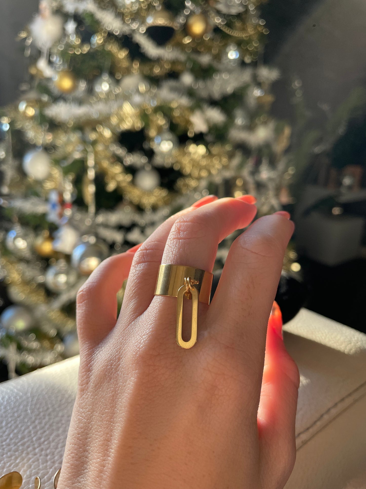 Bague ovale or en acier inoxydable ajustable
