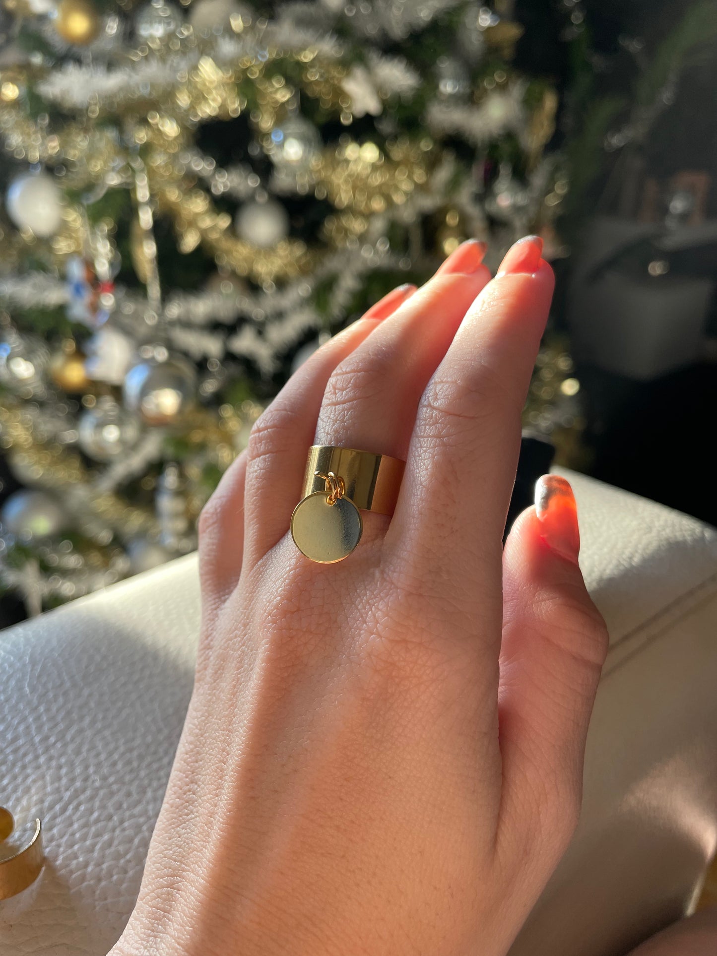 Bague CHA pastille or