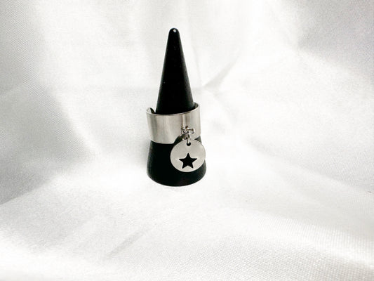 bague pastille étoile en acier inoxydable ajustable