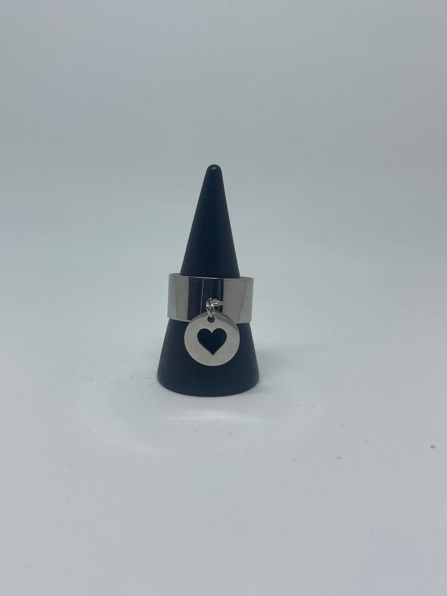 Bague pastille COEUR en acier inoxydable ajustable
