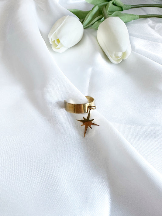 Bague étoile céleste en acier inoxydable