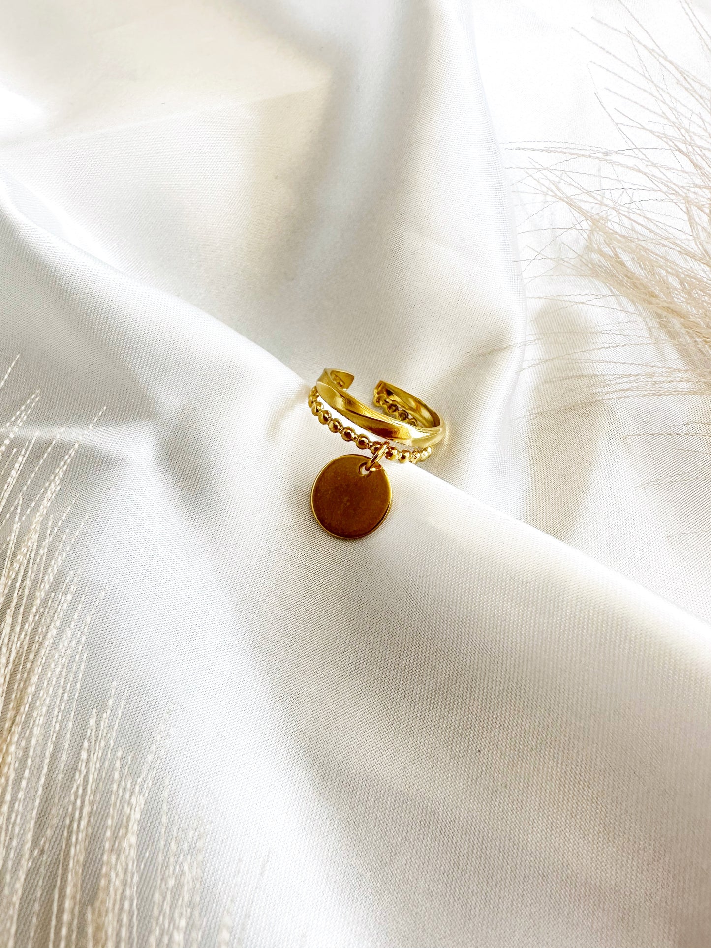 Bague NELLY pastille ajustable en acier inoxydable