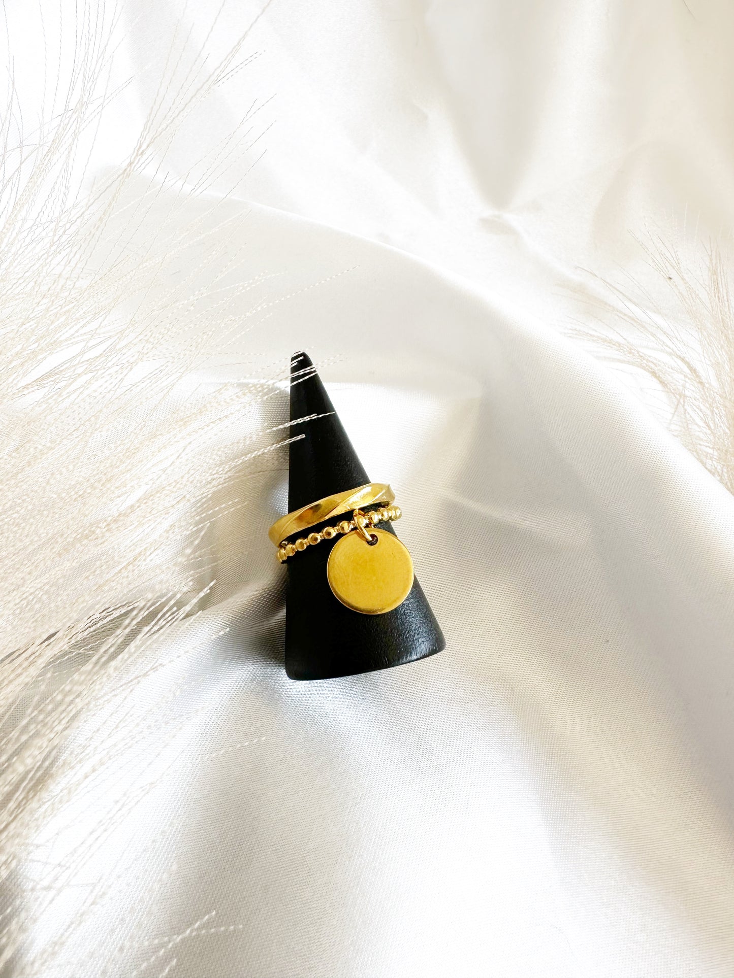 Bague NELLY pastille ajustable en acier inoxydable