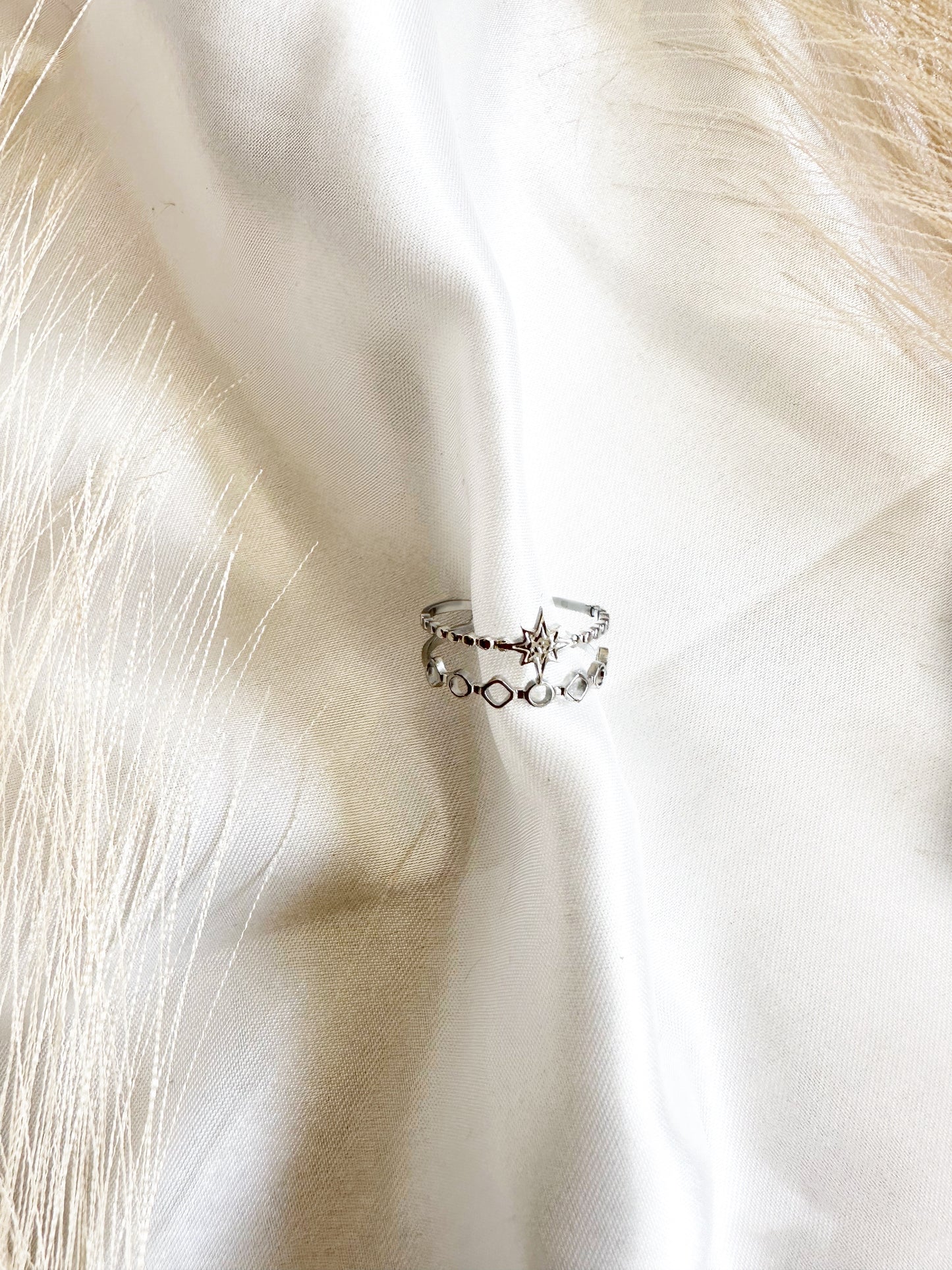Bague JUSTINE argenté étoile en acier inoxydable