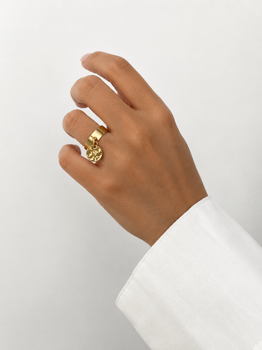 Bague ROME pastille martelée