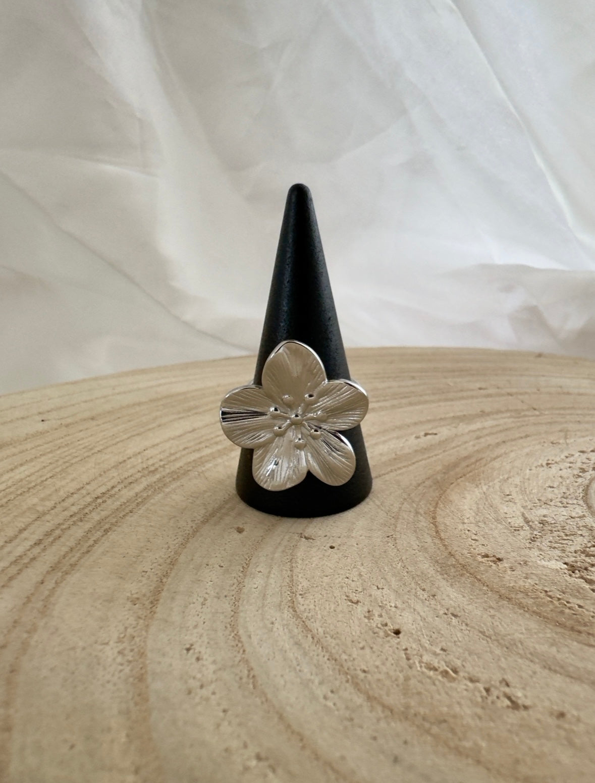 Bague fleur argent