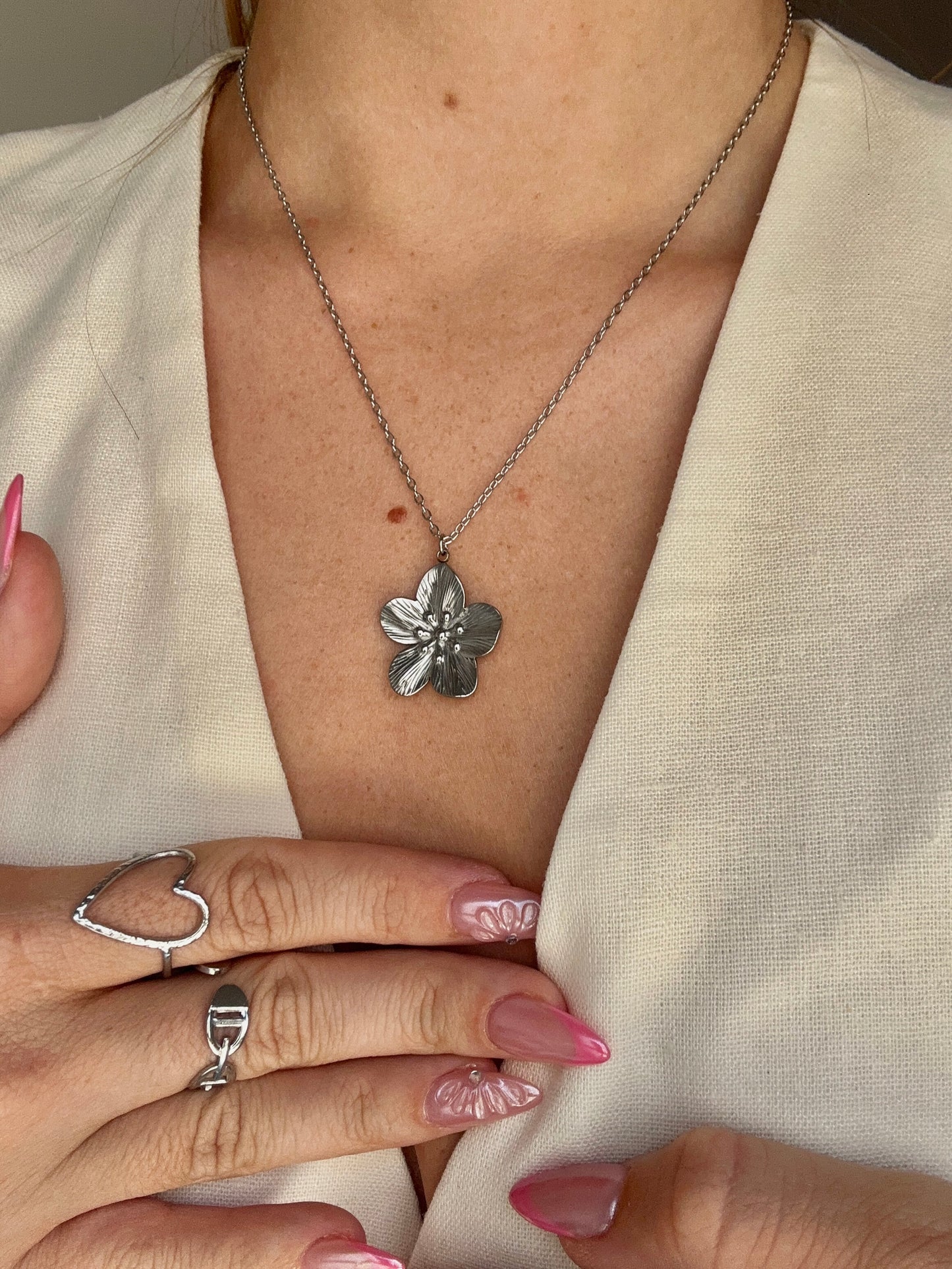 Collier FLEUR argenté