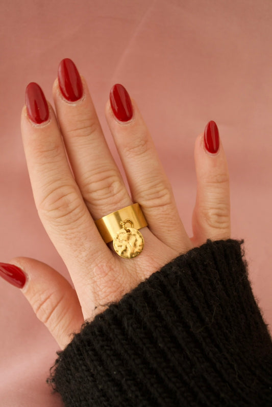 Bague pastille martelée