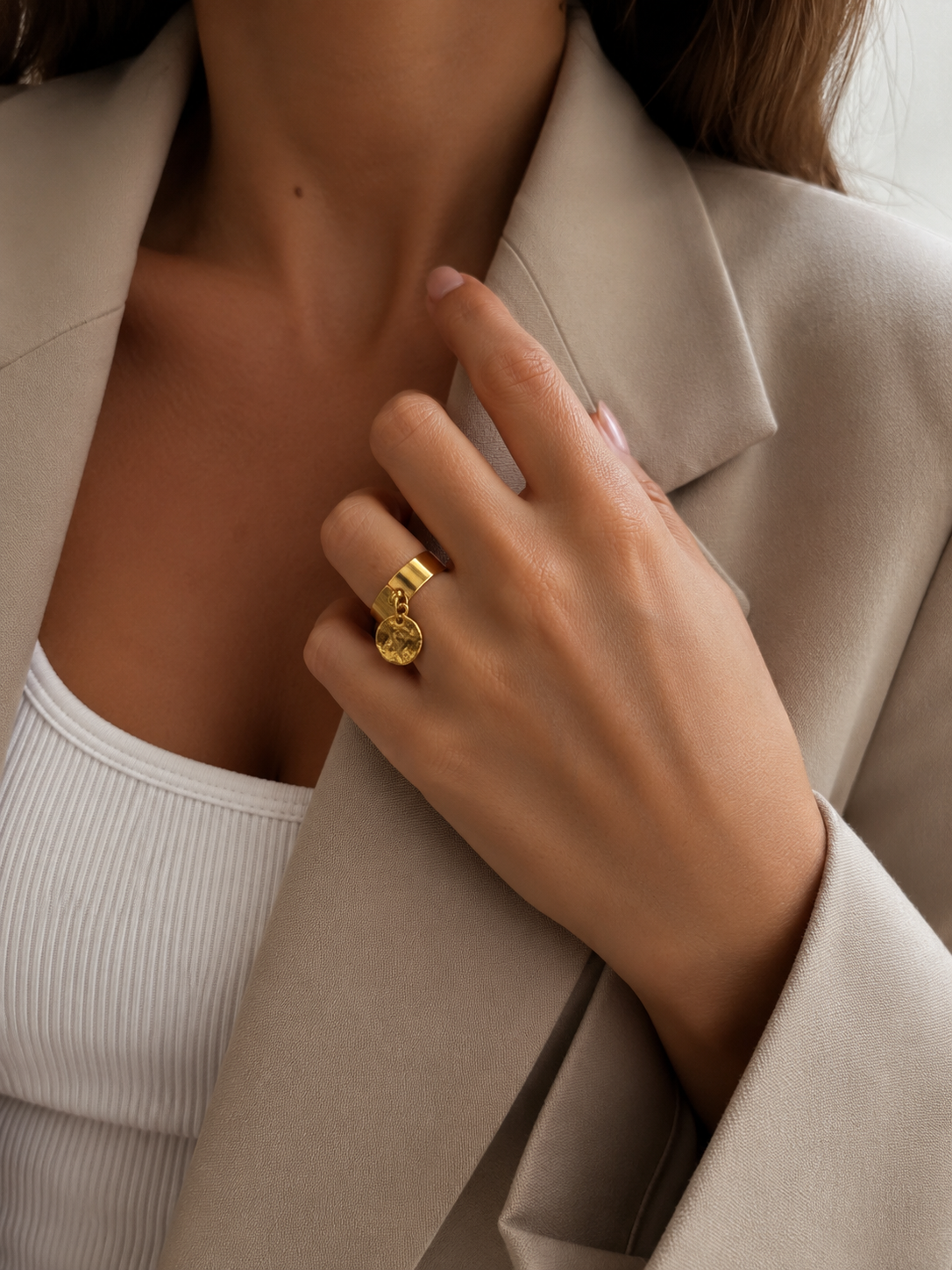 Bague ROME pastille martelée