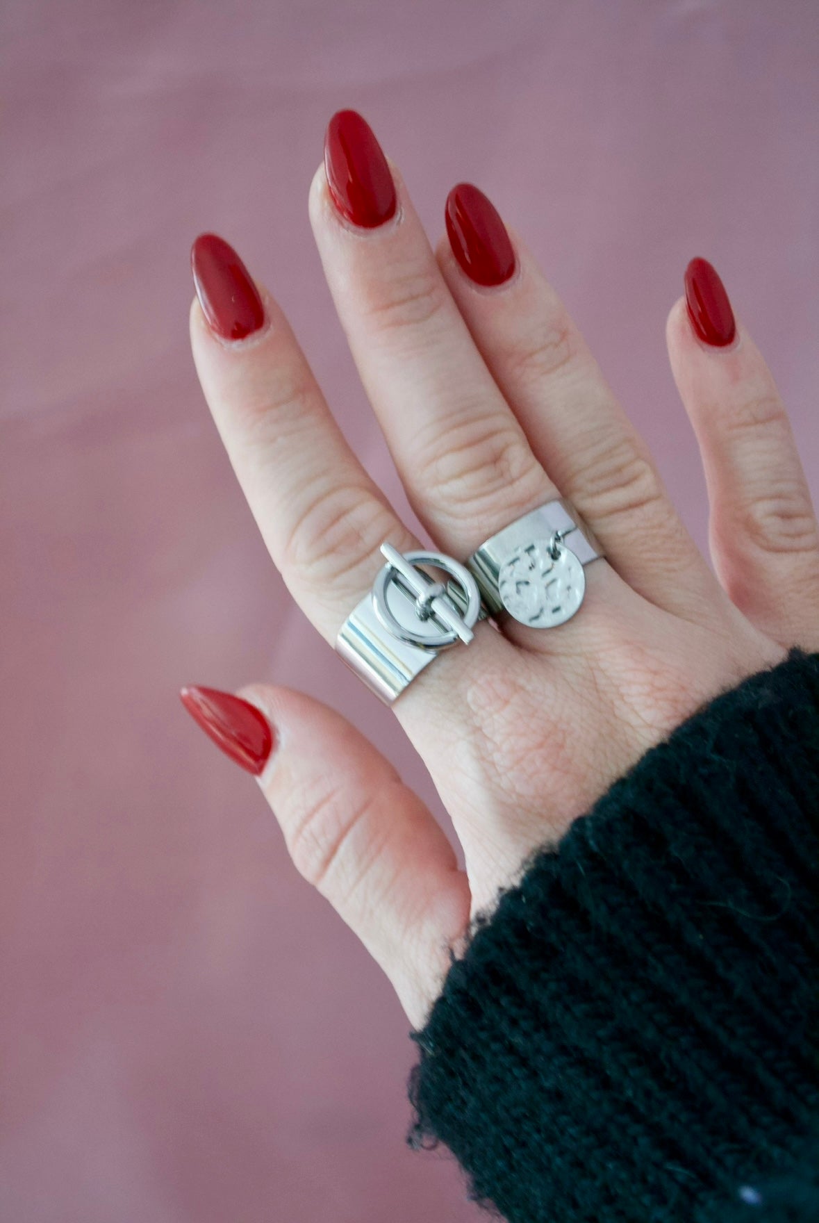 Bague pastille martelée