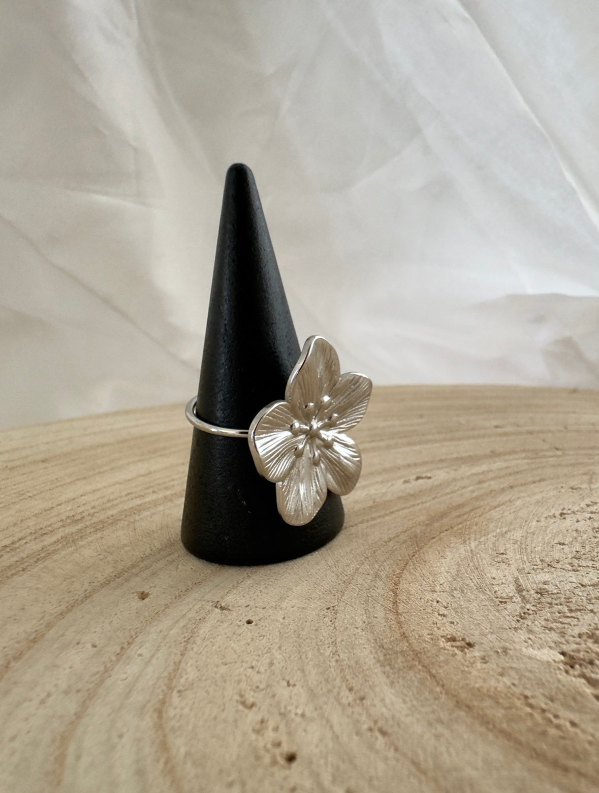 Bague fleur argent