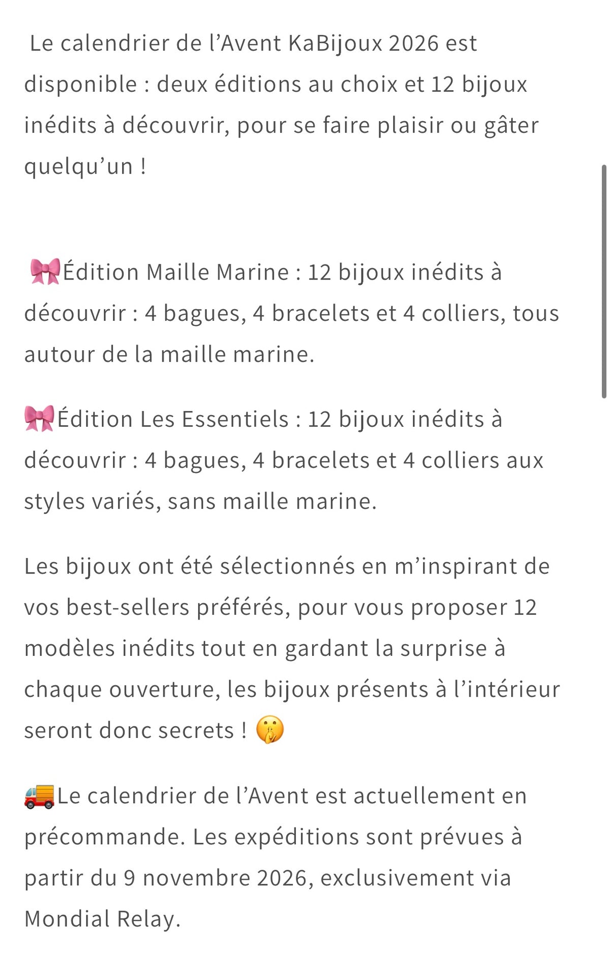 Calendrier de l’Avent 2026 - précommande
