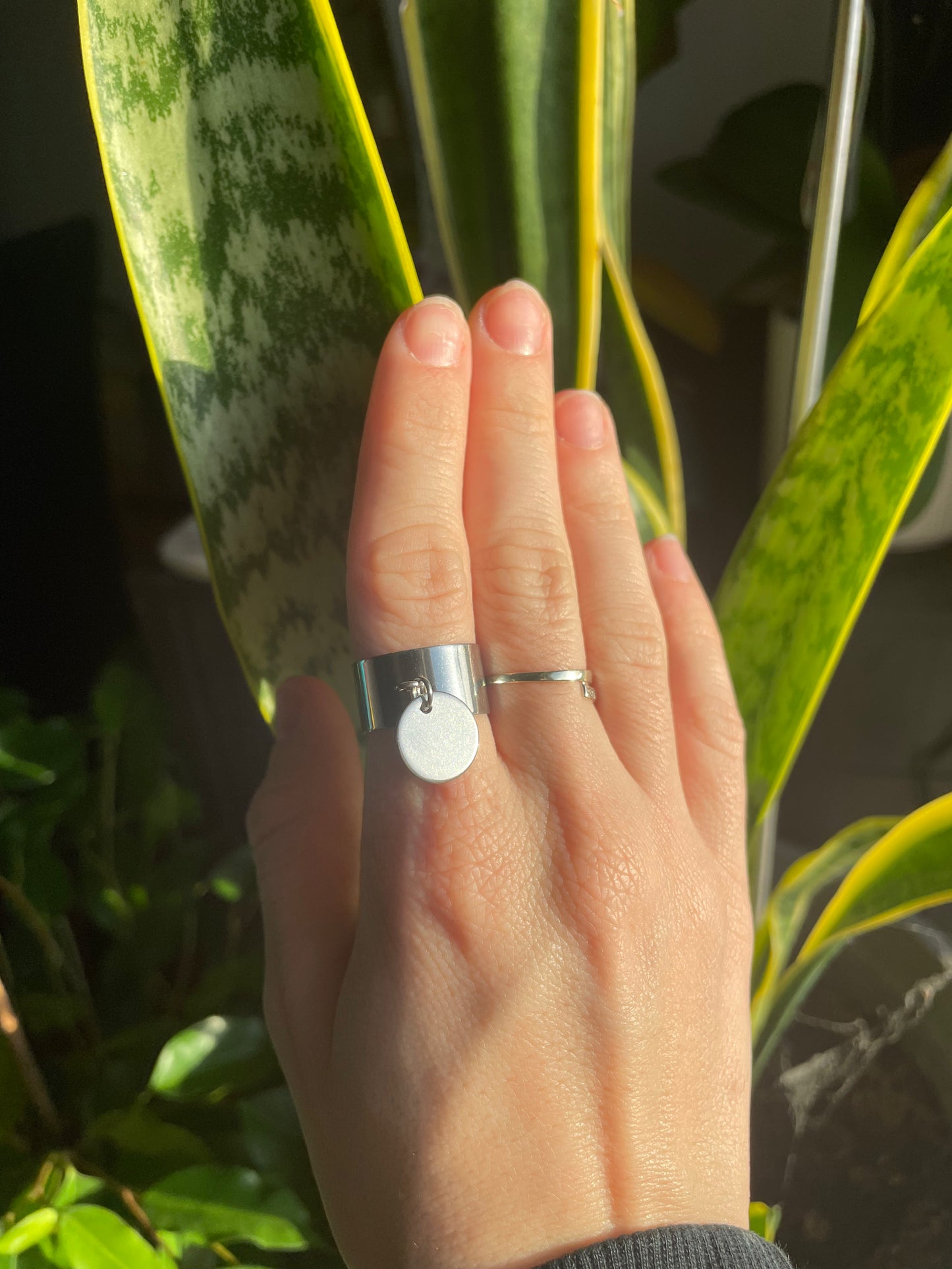 Bague pastille en acier inoxydable ajustable